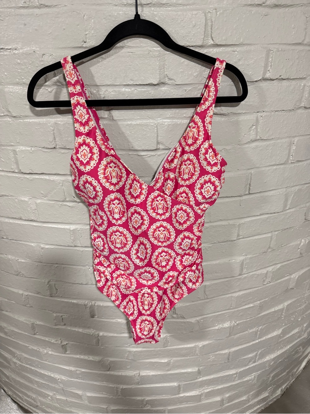 Boden Pink and White Medallion One-Piece Swimsuit
